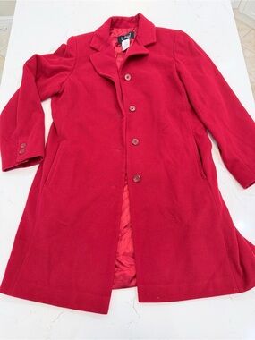 UTEX Design Red Wool Cashmere Long Coat Made in Ukraine Small
